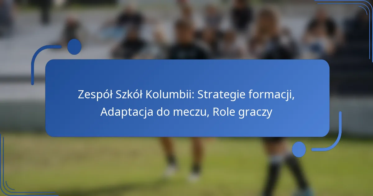Zespół Szkół Kolumbii: Strategie formacji, Adaptacja do meczu, Role graczy