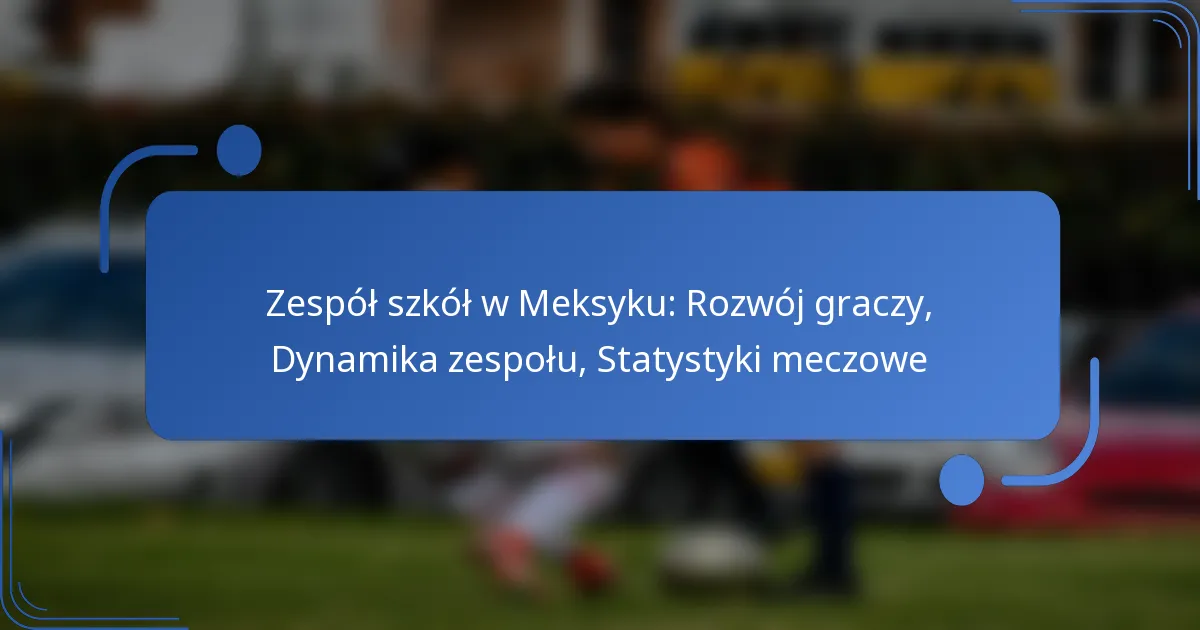 Zespół szkół w Meksyku: Rozwój graczy, Dynamika zespołu, Statystyki meczowe
