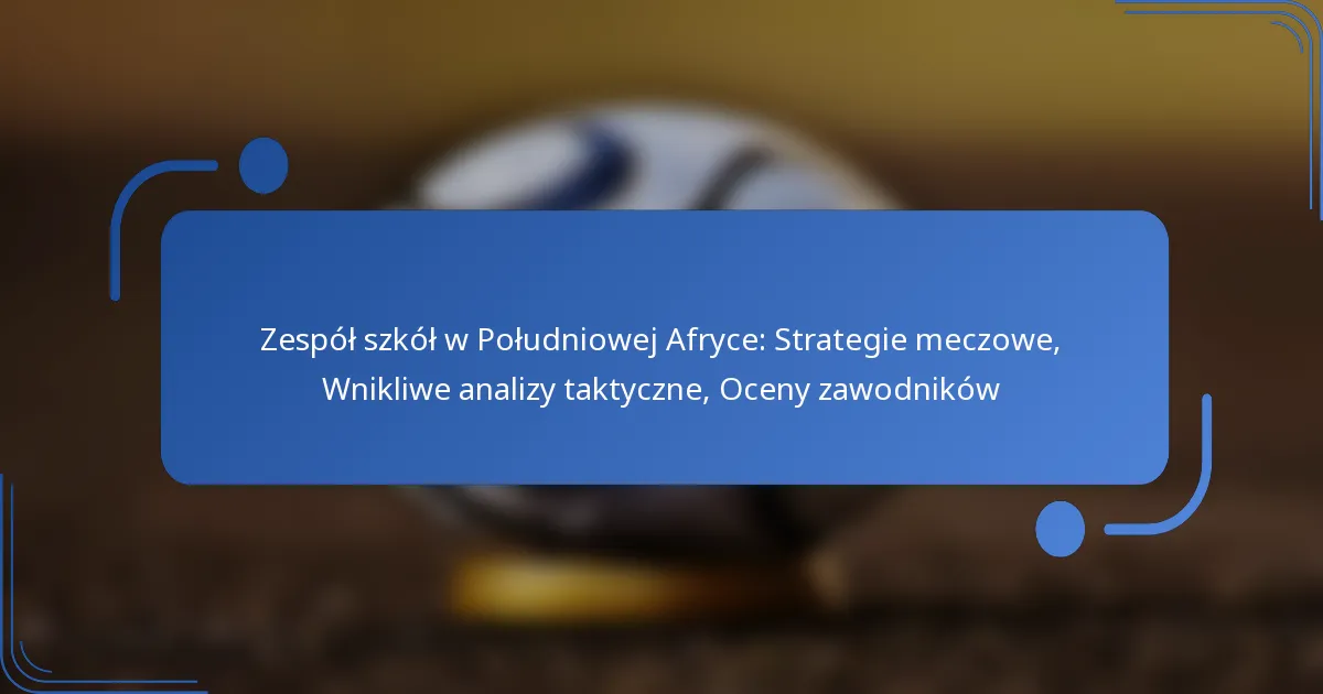 Zespół szkół w Południowej Afryce: Strategie meczowe, Wnikliwe analizy taktyczne, Oceny zawodników