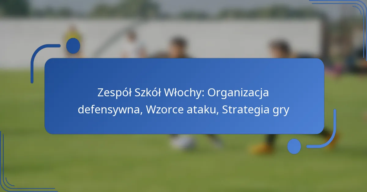 Zespół Szkół Włochy: Organizacja defensywna, Wzorce ataku, Strategia gry