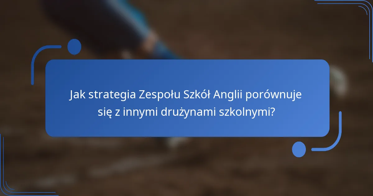 Jak strategia Zespołu Szkół Anglii porównuje się z innymi drużynami szkolnymi?