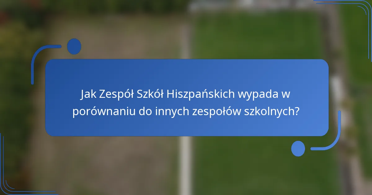 Jak Zespół Szkół Hiszpańskich wypada w porównaniu do innych zespołów szkolnych?