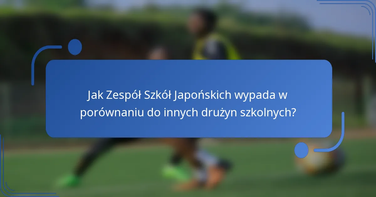 Jak Zespół Szkół Japońskich wypada w porównaniu do innych drużyn szkolnych?