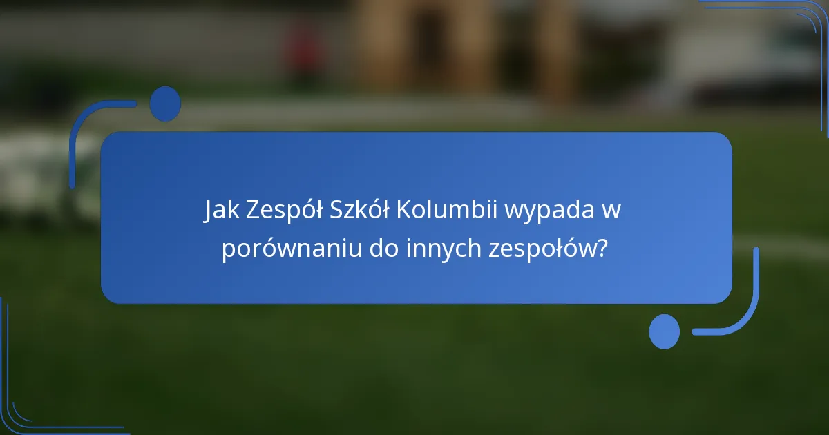 Jak Zespół Szkół Kolumbii wypada w porównaniu do innych zespołów?