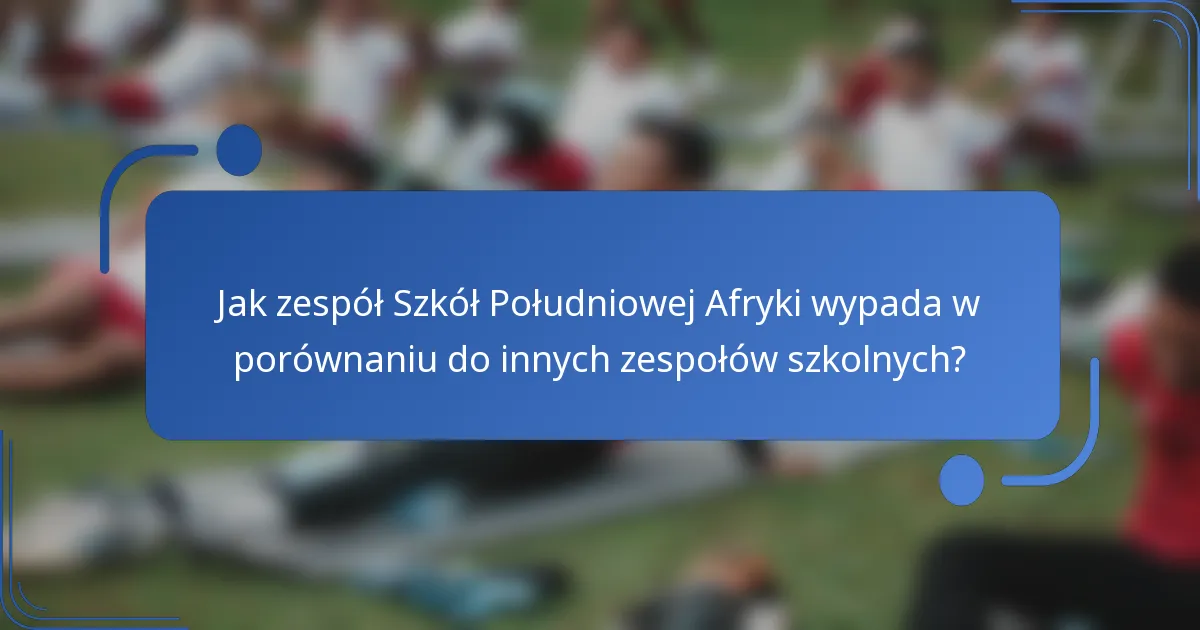 Jak zespół Szkół Południowej Afryki wypada w porównaniu do innych zespołów szkolnych?