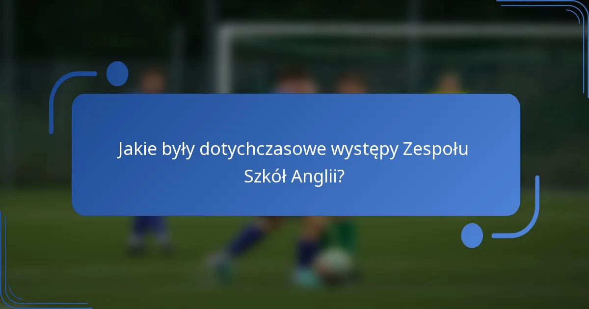 Jakie były dotychczasowe występy Zespołu Szkół Anglii?