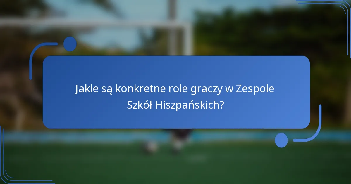 Jakie są konkretne role graczy w Zespole Szkół Hiszpańskich?