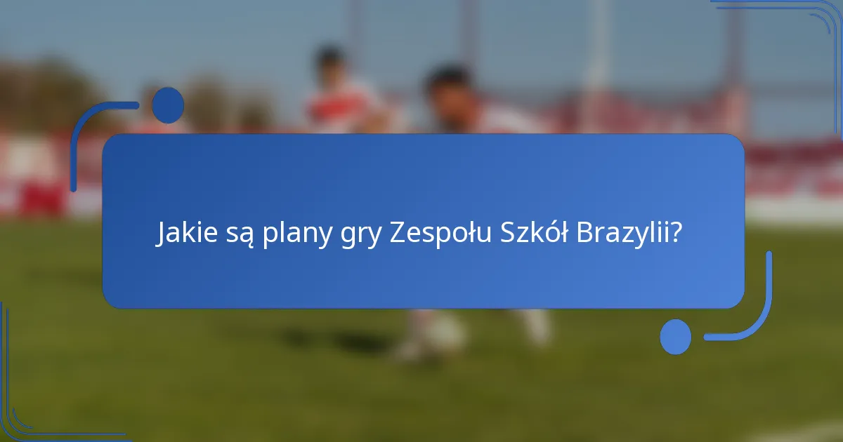 Jakie są plany gry Zespołu Szkół Brazylii?