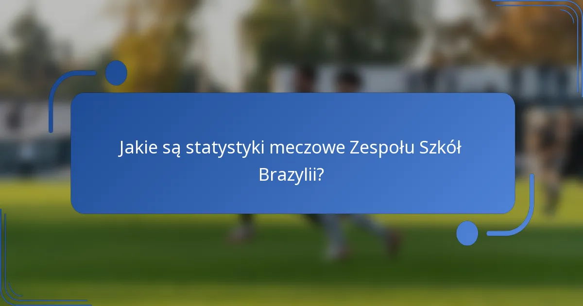 Jakie są statystyki meczowe Zespołu Szkół Brazylii?