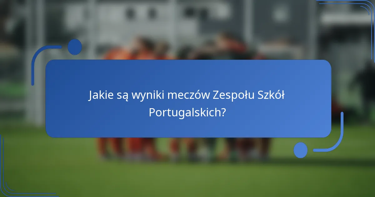 Jakie są wyniki meczów Zespołu Szkół Portugalskich?